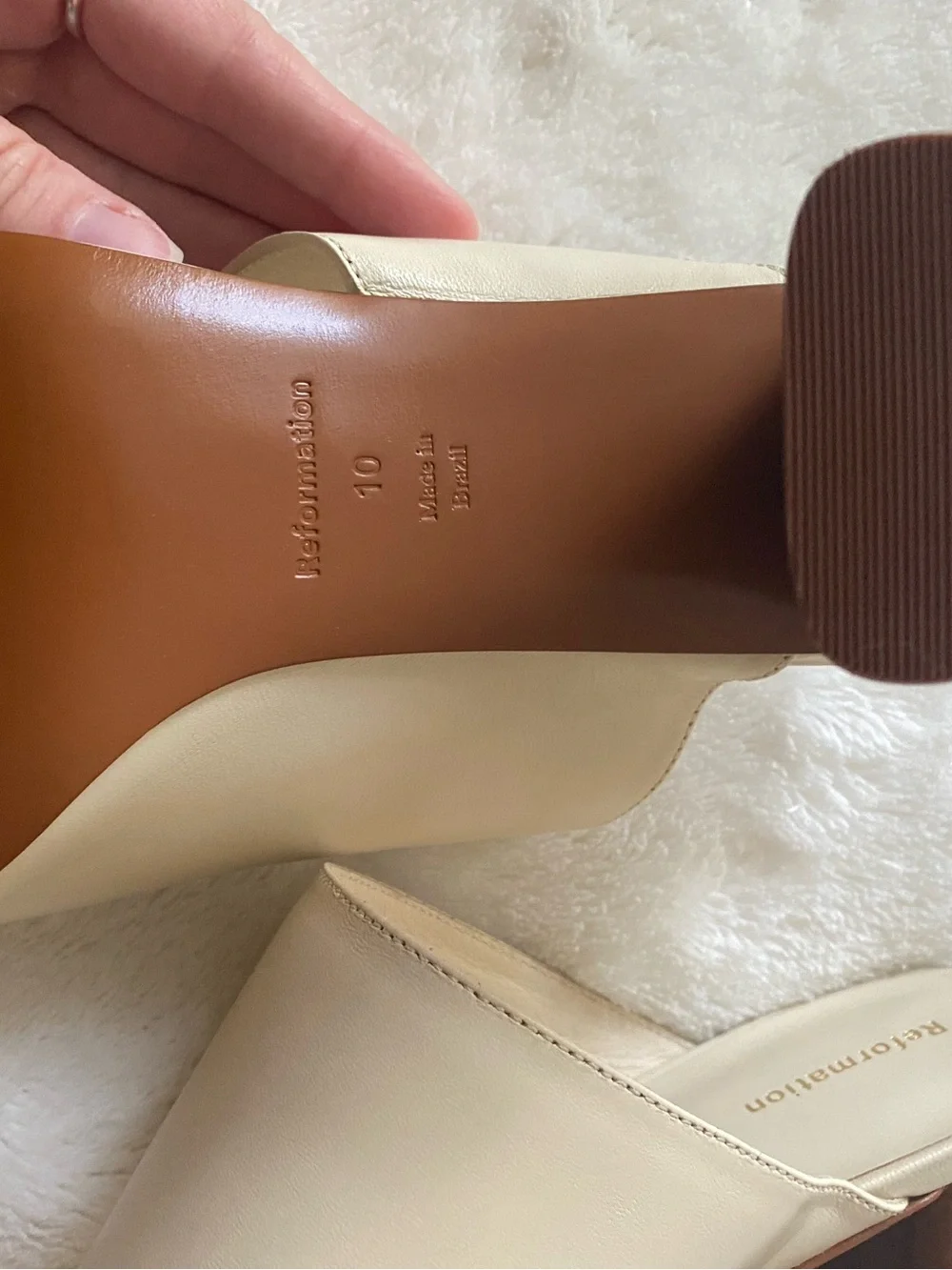 REFORMATION Gibson Heeled Sandal Ivory Leather - Size 10 NIB